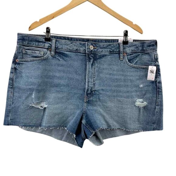 Old Navy High Rise OG Straight Cut-off Denim Shorts Women Plus 22 Distressed NeW - Picture 1 of 8